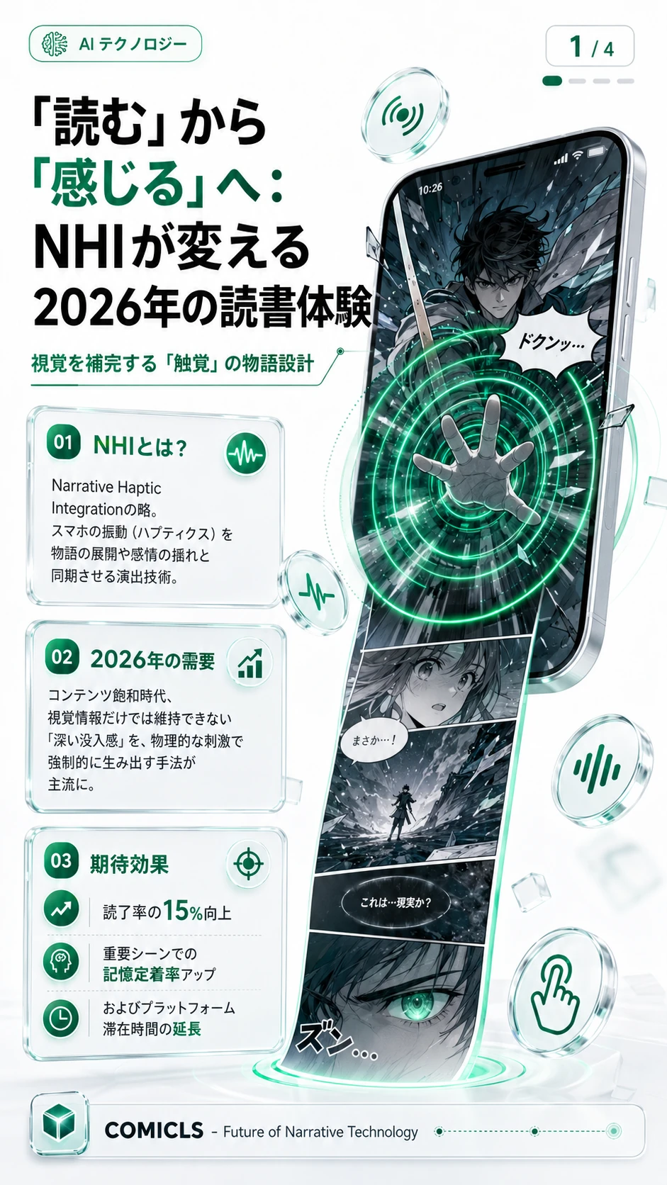 「指先に響く物語」の新基準：2026年のWebtoon没入感を極める『NHI（ナラティブ・ハプティック）』導入術