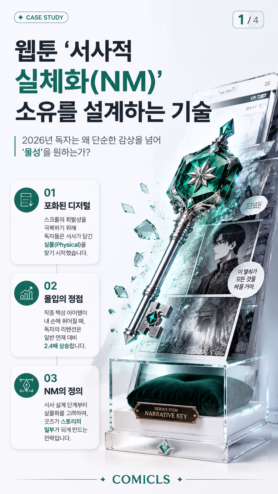 웹툰 ‘서사적 실체화(NM)’: 독자의 소유욕을 자극하는 2026년형 굿즈 통합 설계 전략