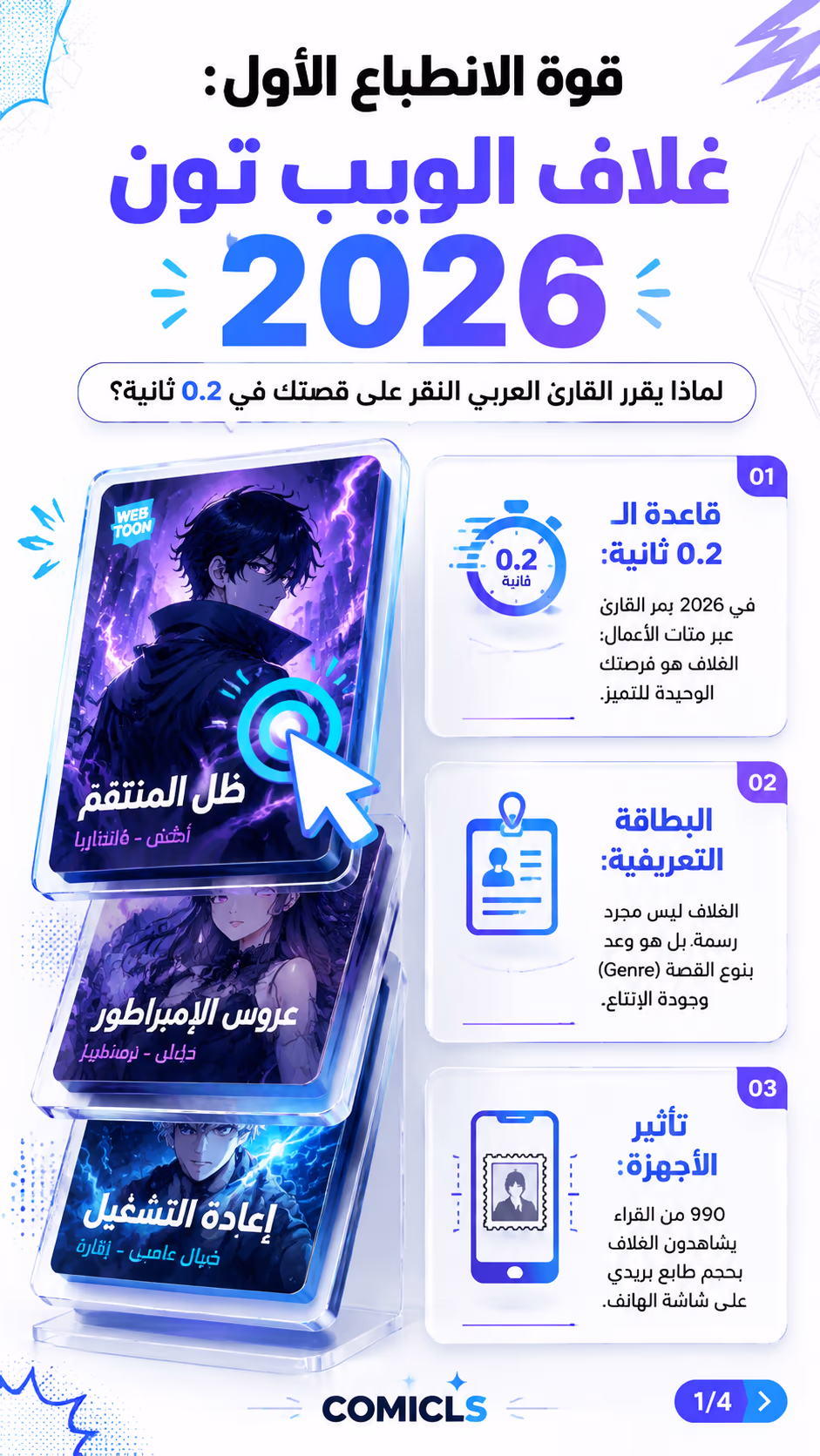 تصميم غلاف الويب تون: معايير جذب القارئ العربي 2026