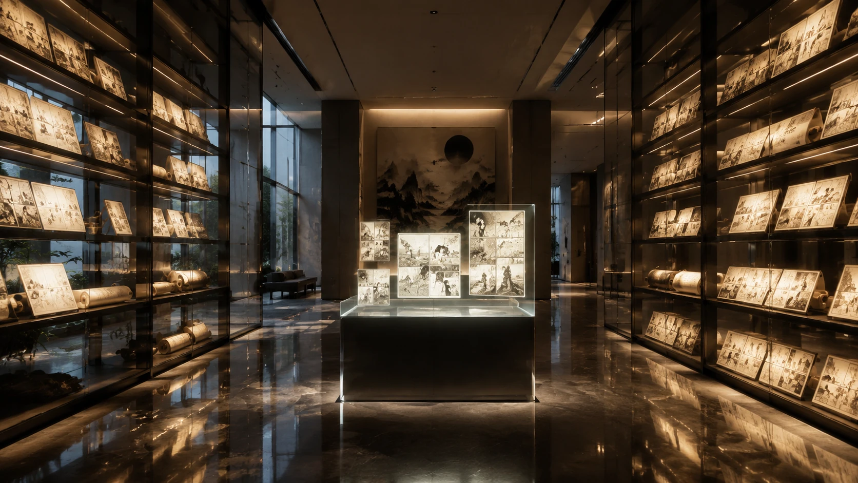 A high-end digital comic archive with glowing shelves and a scholarly atmosphere representing the evolution of comic education.